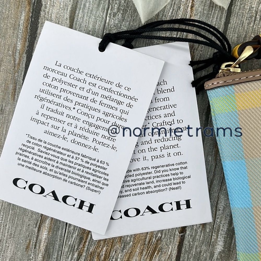 Coach Corner Zip Wristlet With Plaid Print Wallet Bag Purse - Picture 4 of 7